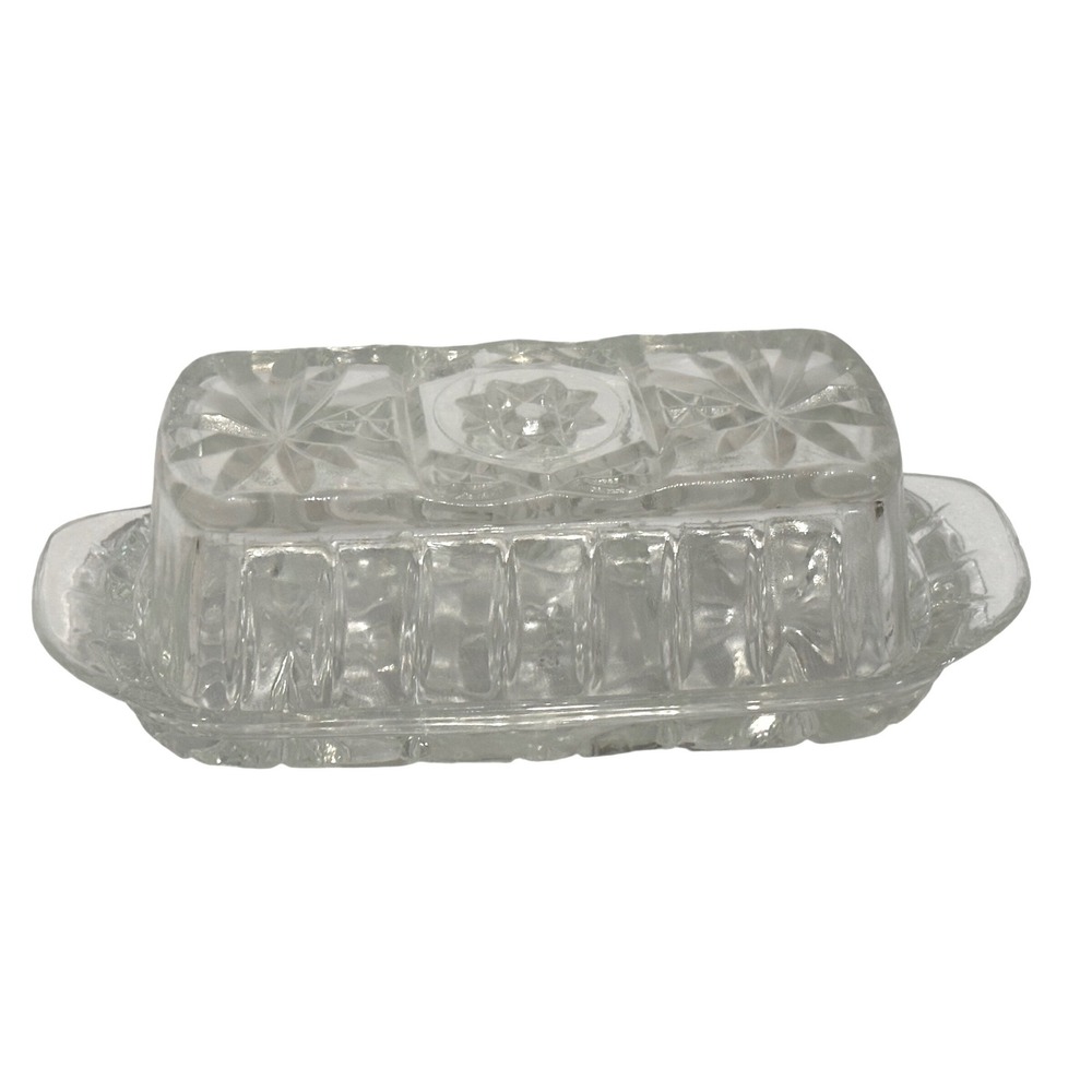 Vintage Anchor Hocking Early American Prescut EAPC Star‎ of David Butter Dish
